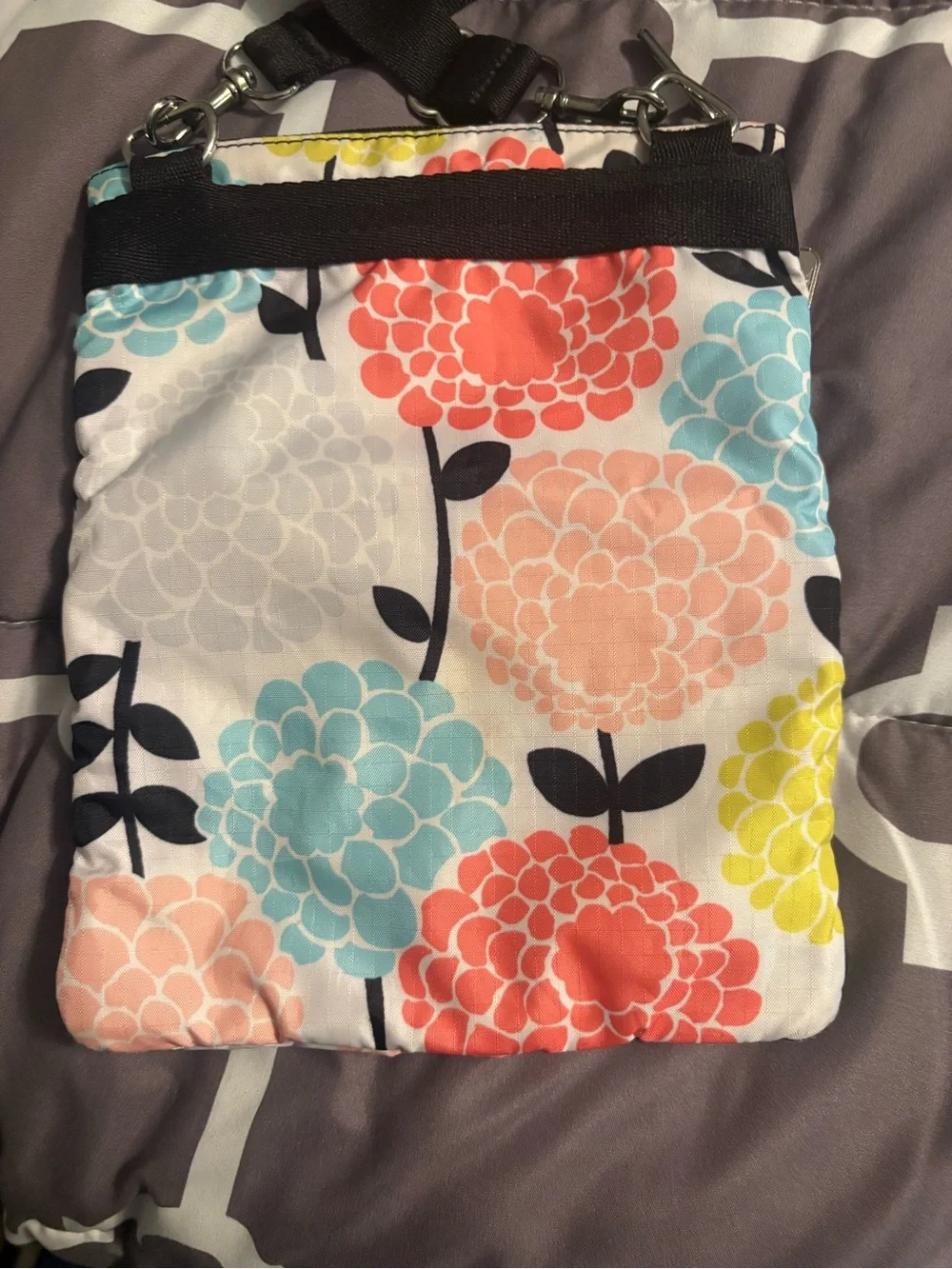 Lesportsac Floral Triple-Zip Crossbody in Orange, Blue, Yellow, Pink, Black